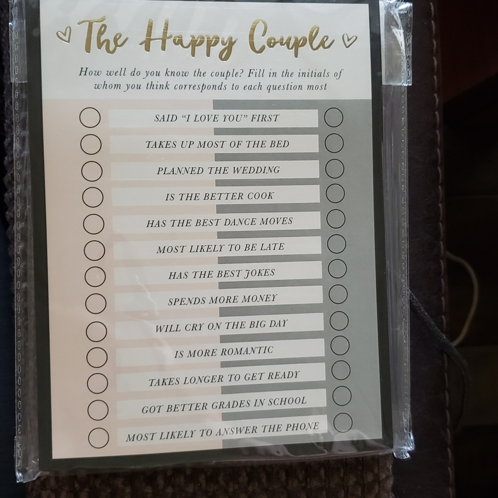 The Happy Couple Game for shower/wedding